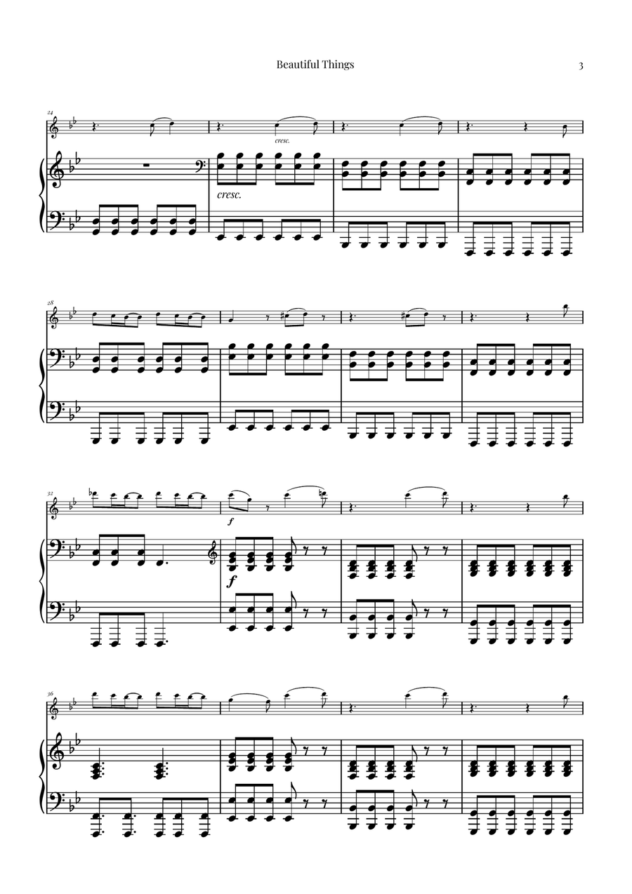Beautiful Things Violin Solo scores gallery preview page 3