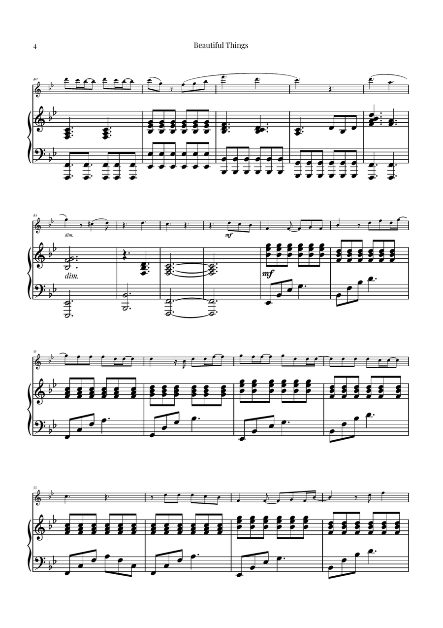 Beautiful Things Violin Solo scores gallery preview page 4