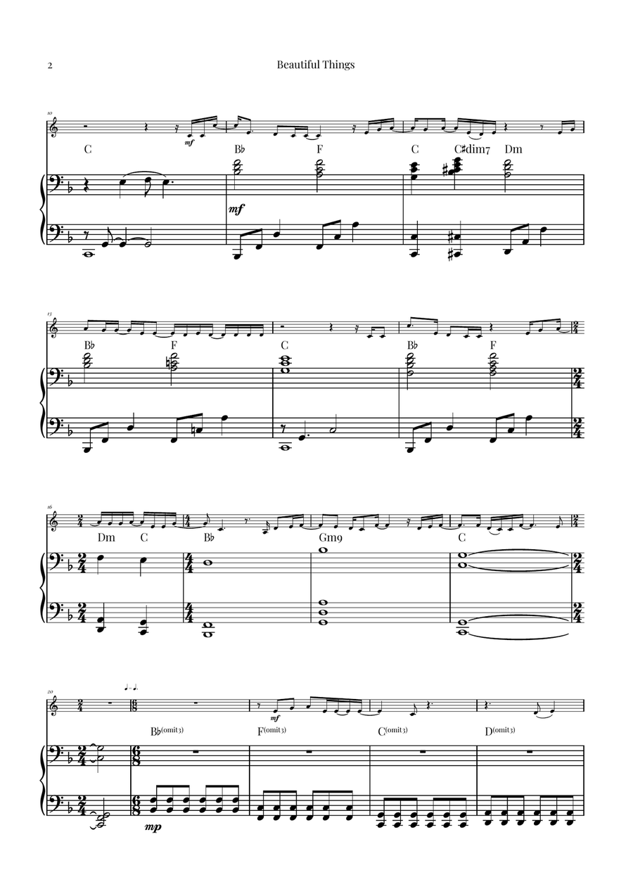 Beautiful Things Piano scores gallery preview page 2