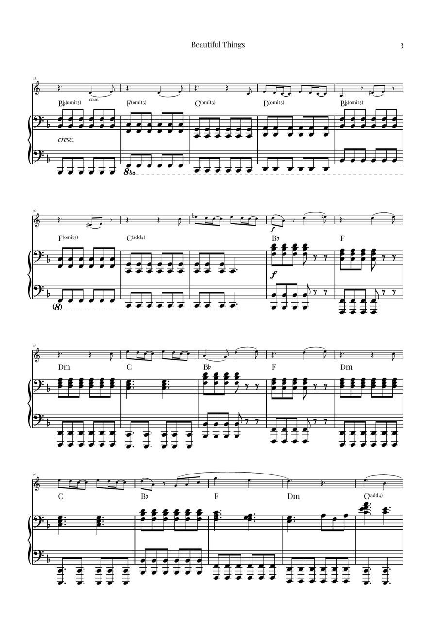 Beautiful Things Piano scores gallery preview page 3