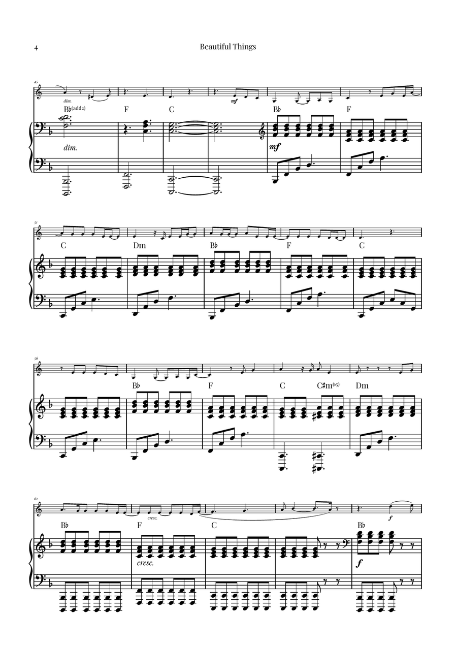 Beautiful Things Piano scores gallery preview page 4