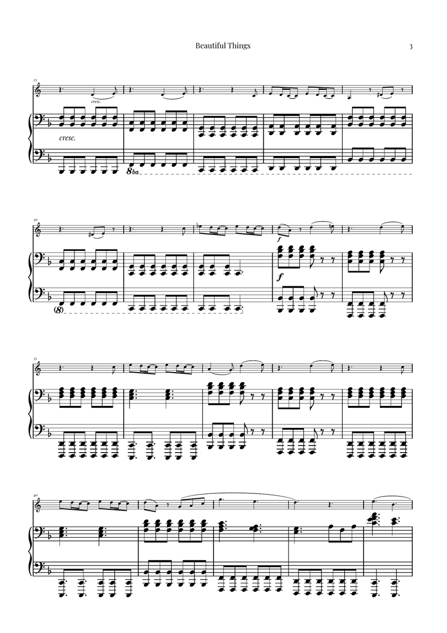 Beautiful Things Piano scores gallery preview page 3