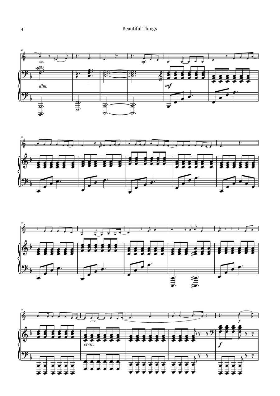 Beautiful Things Piano scores gallery preview page 4