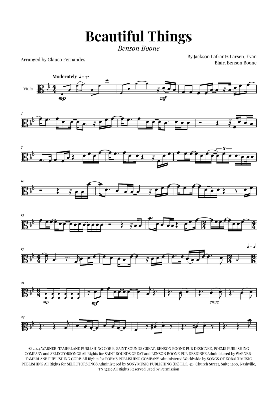 Beautiful Things Viola Solo scores gallery preview page 1