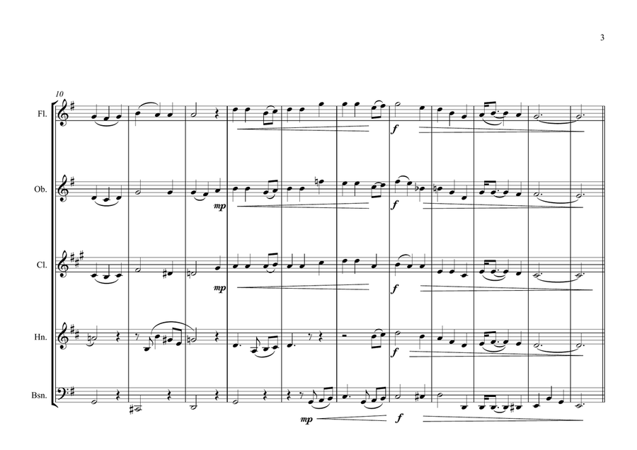 Welsh/Cornish/Breton Regional Anthem for Wind Quintet (World National Anthem Series) Woodwind Quintet scores gallery preview page 3