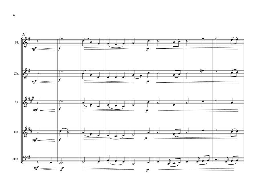 Welsh/Cornish/Breton Regional Anthem for Wind Quintet (World National Anthem Series) Woodwind Quintet scores gallery preview page 4