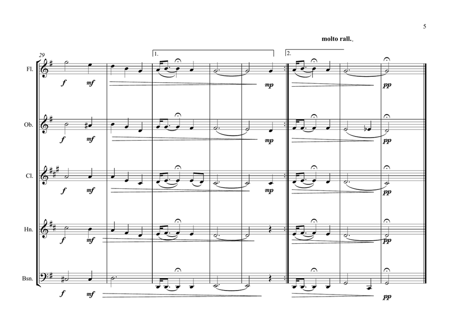 Welsh/Cornish/Breton Regional Anthem for Wind Quintet (World National Anthem Series) Woodwind Quintet scores gallery preview page 5