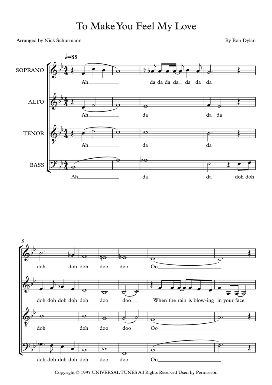Make You Feel My Love Make You Feel My Love 4-Part scores gallery preview page 1