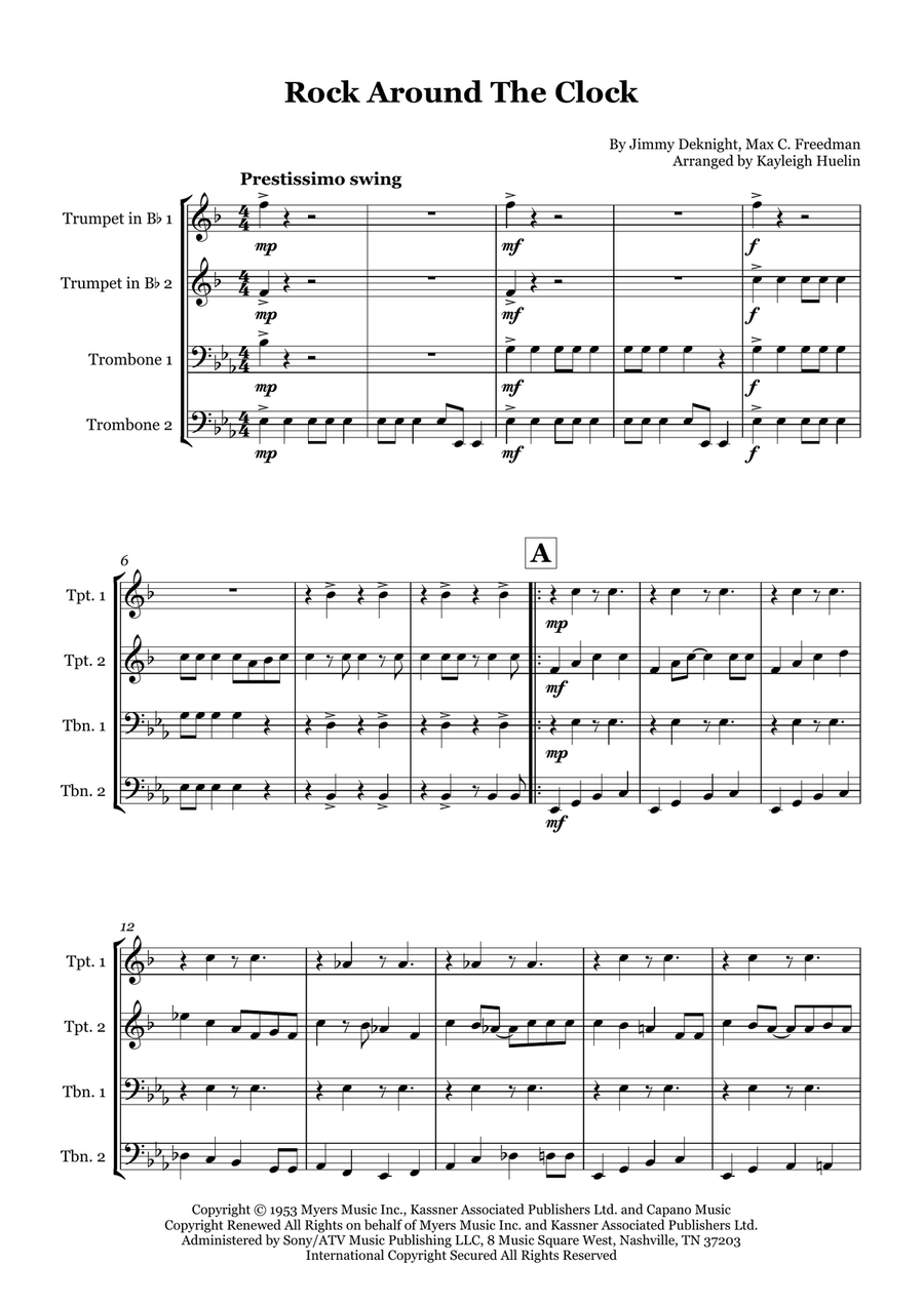 Rock Around The Clock Rock Around The Clock Brass Quartet scores gallery preview page 1