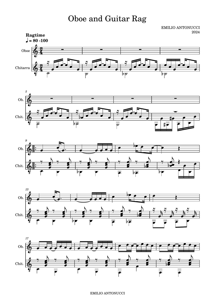 OBOE AND GUITAR RAG Chamber Music scores gallery preview page 1