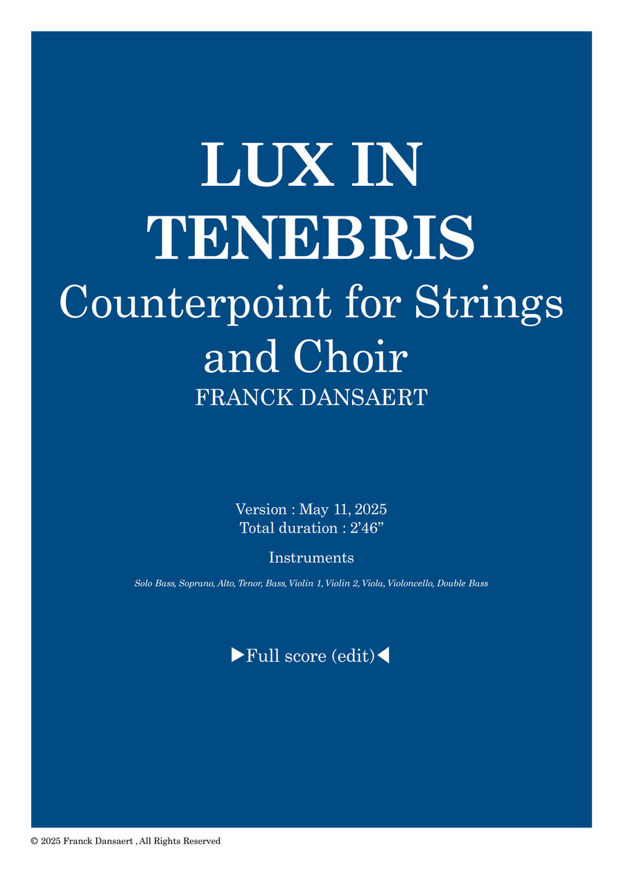 Lux In Tenebris - Score Only String Orchestra scores gallery preview page 1