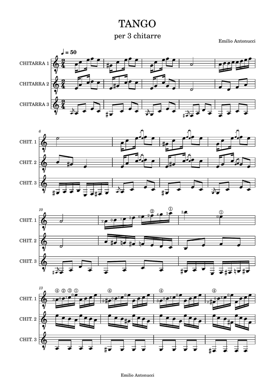 TANGO PER 3 CHITARRE TANGO PER 3 CHITARRE Guitar Ensemble scores gallery preview page 1
