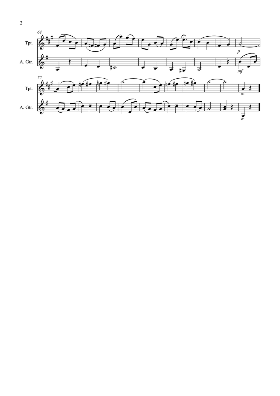Salut d' Amour for Trumpet and Guitar Duet Trumpet Duet scores gallery preview page 2