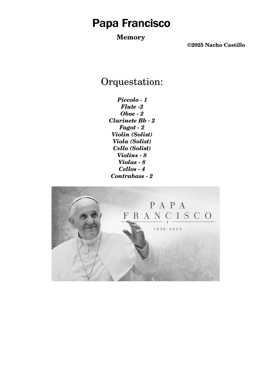 Papa Francisco Memory Papa Francisco Memory Full Orchestra scores gallery preview page 1