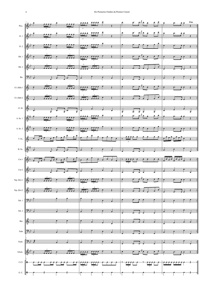 David Buhl : Six Premiers Fanfare du Premier Consul, arranged for modern concert band Concert Band scores gallery preview page 4