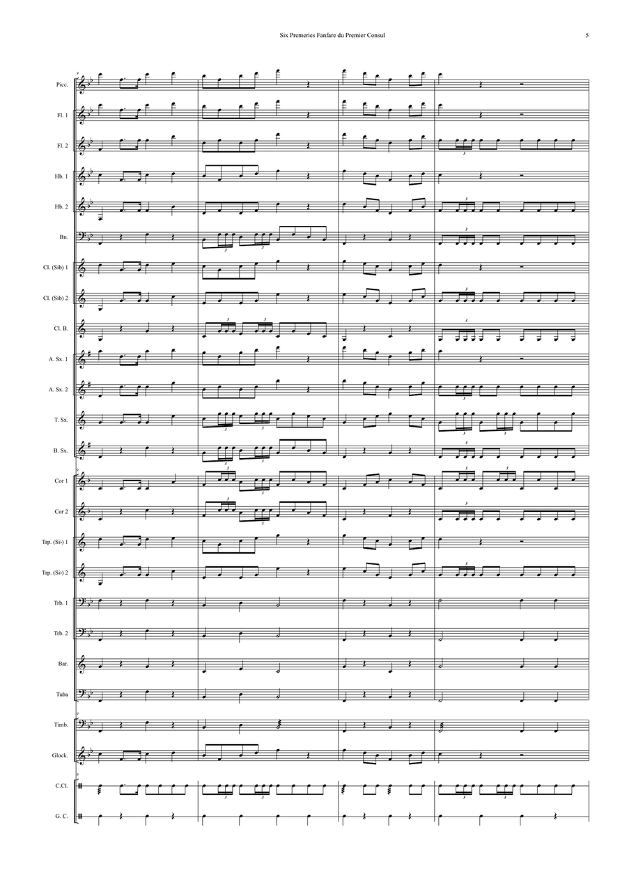 David Buhl : Six Premiers Fanfare du Premier Consul, arranged for modern concert band Concert Band scores gallery preview page 5