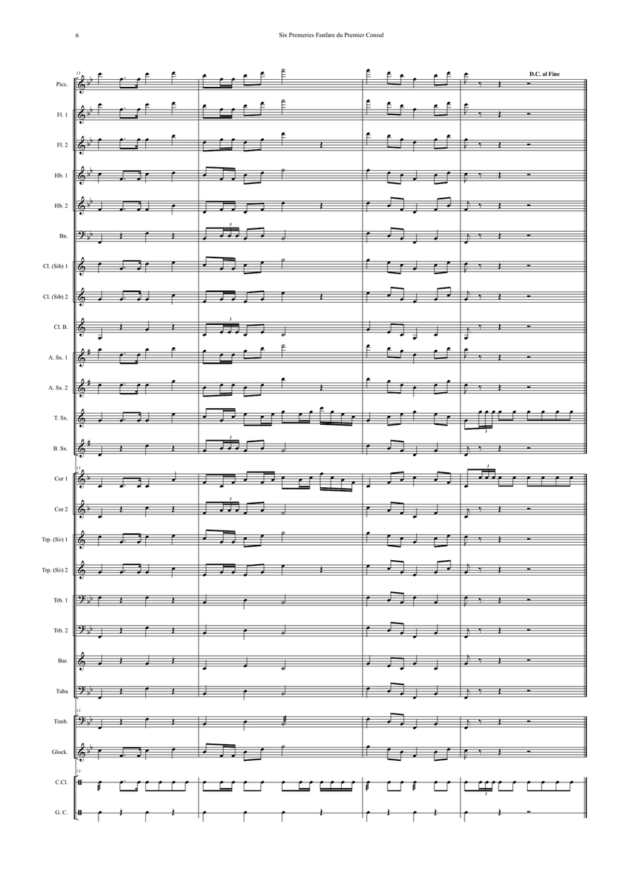 David Buhl : Six Premiers Fanfare du Premier Consul, arranged for modern concert band Concert Band scores gallery preview page 6
