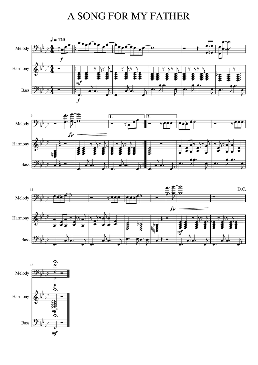 A Song for My Father A Song for My Father A Cappella scores gallery preview page 1