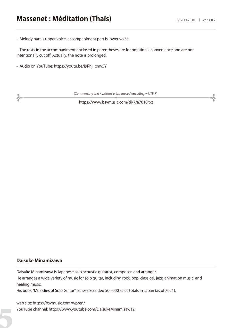 Massenet : Méditation (Thaïs) [for solo acoustic guitar] Acoustic Guitar scores gallery preview page 5