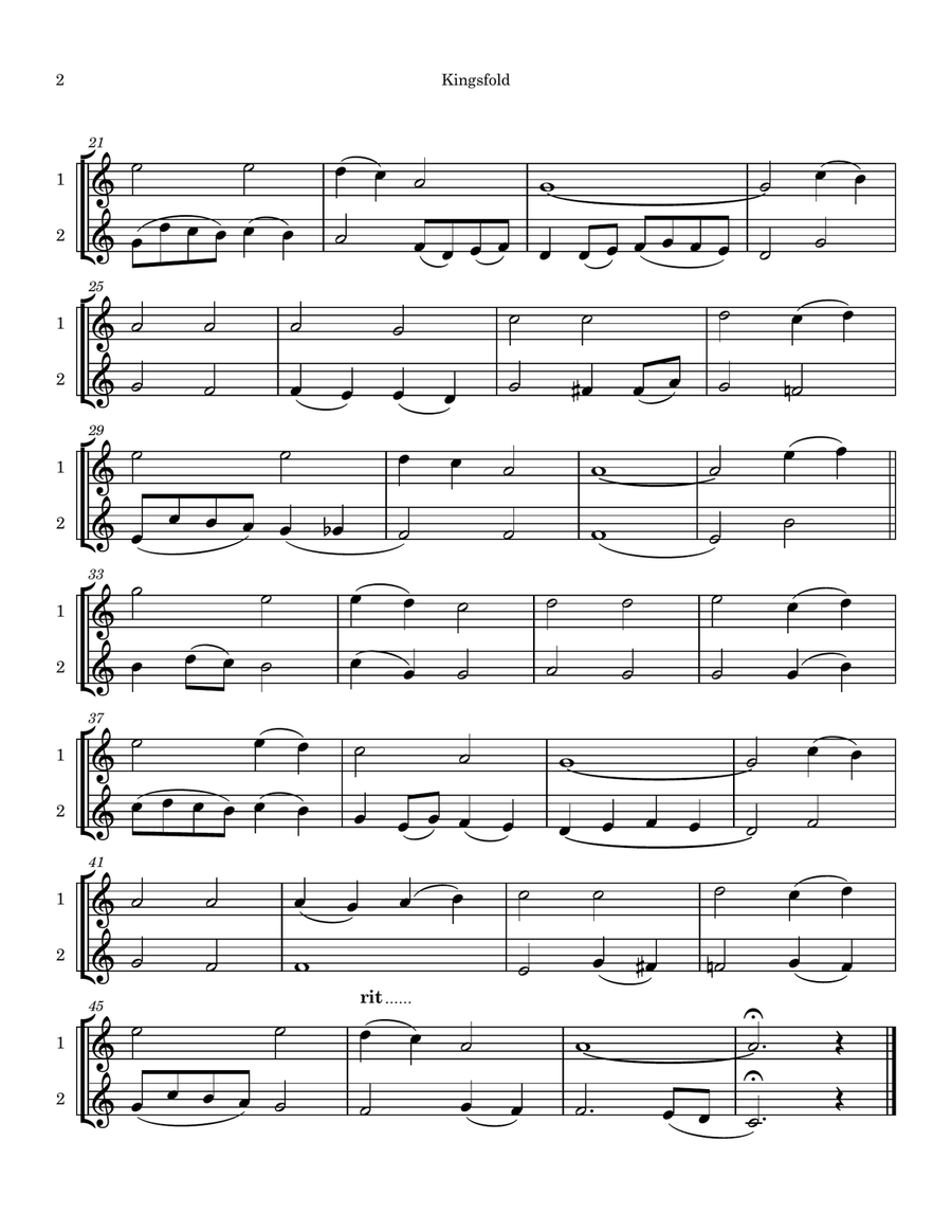Kingsfold (Recorder Duet) Woodwind Duet scores gallery preview page 2