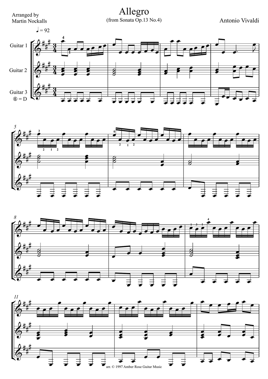 Allegro Op.13 No. 4 Allegro Op.13 No. 4 Guitar Ensemble scores gallery preview page 1