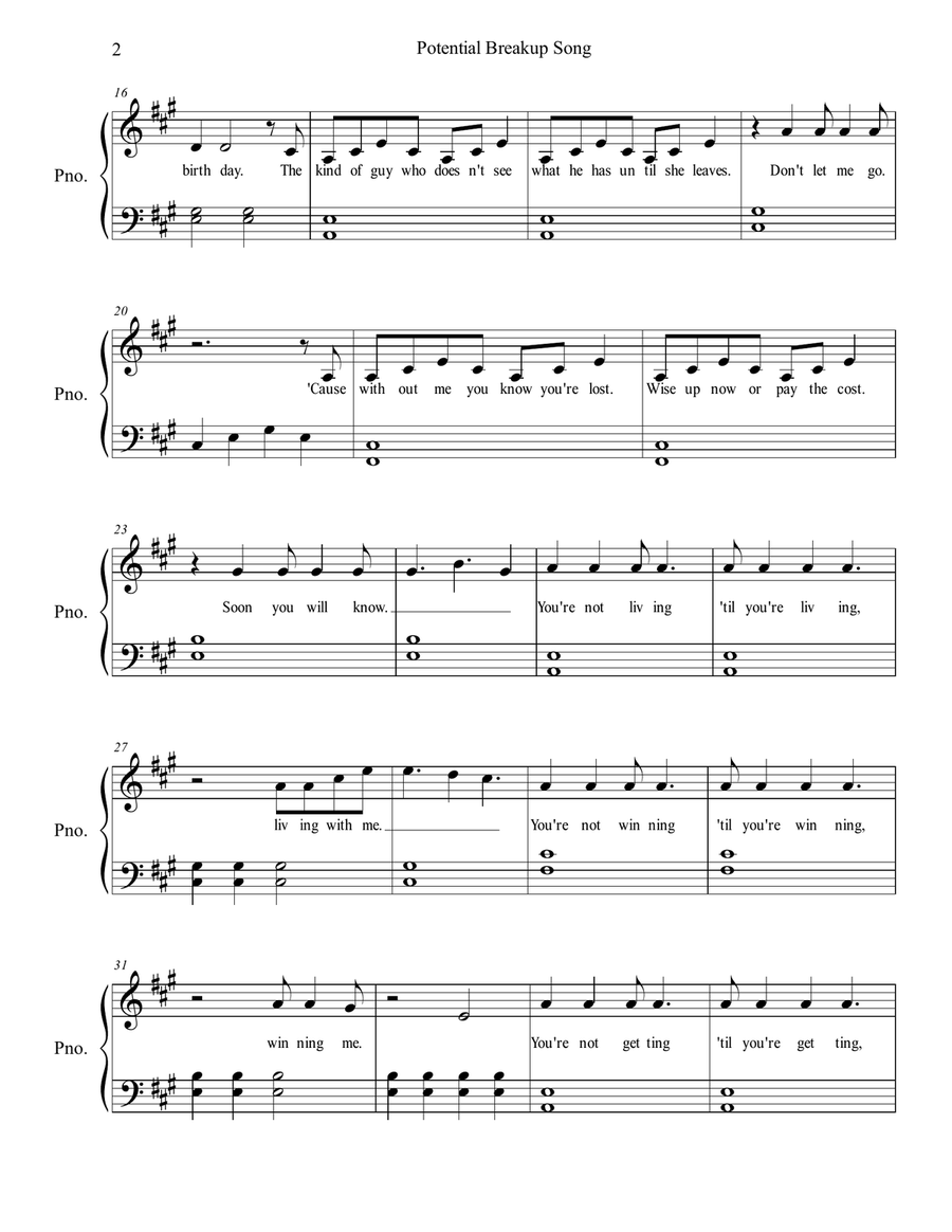 Potential Breakup Song Potential Breakup Song Piano, Vocal scores gallery preview page 2