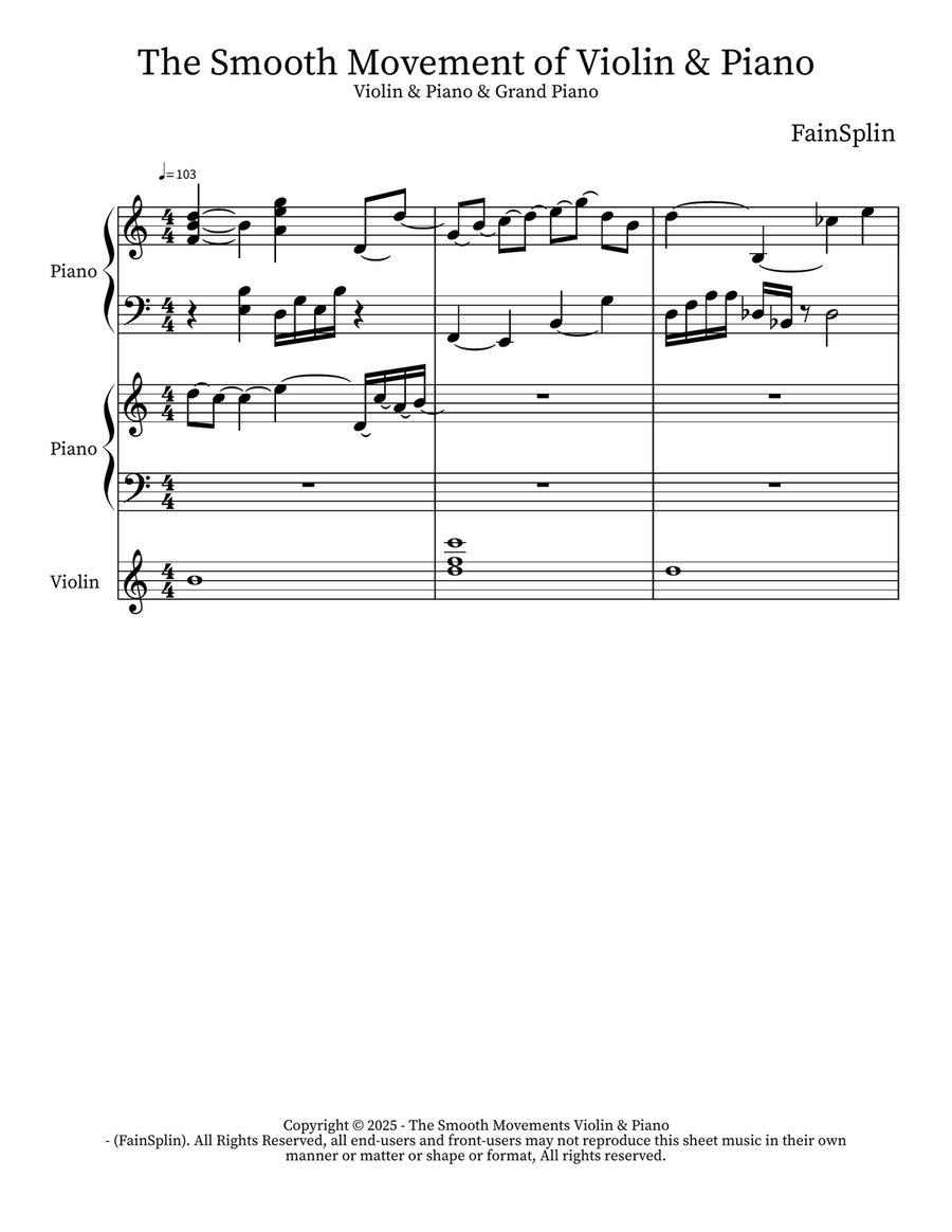 The Smooth Movements Of Violin & Piano Concert Band scores gallery preview page 1