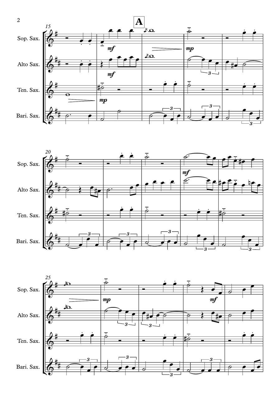 Coffee Cold Saxophone Quartet scores gallery preview page 2