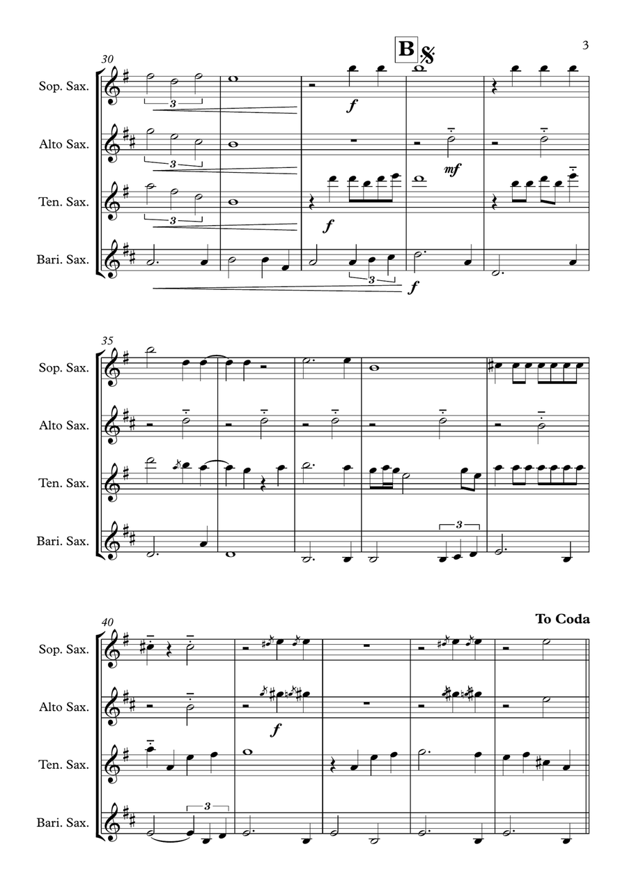 Coffee Cold Saxophone Quartet scores gallery preview page 3