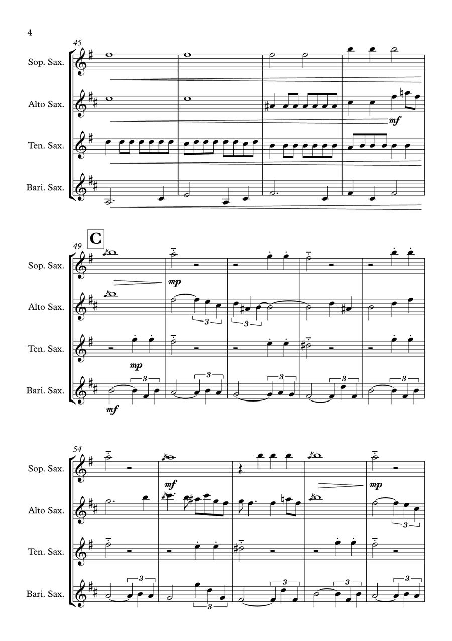 Coffee Cold Saxophone Quartet scores gallery preview page 4