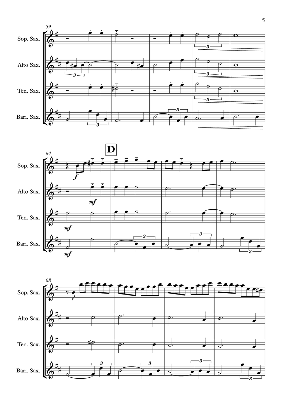 Coffee Cold Saxophone Quartet scores gallery preview page 5