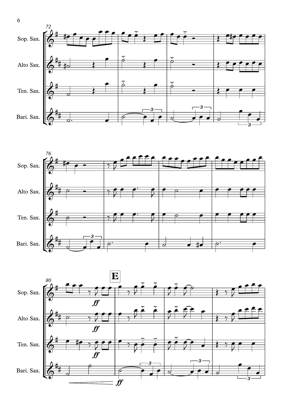 Coffee Cold Saxophone Quartet scores gallery preview page 6
