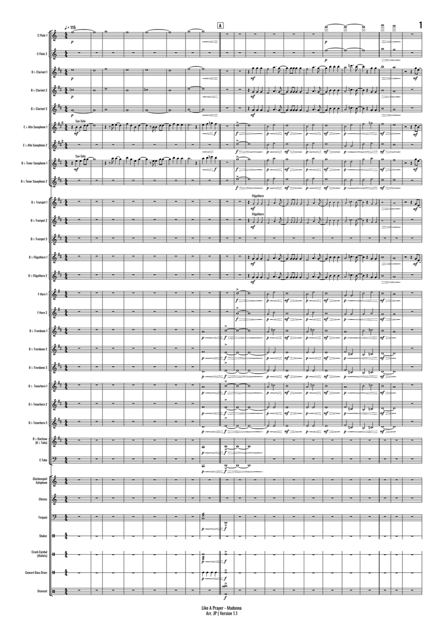Like A Prayer Like A Prayer Concert Band scores gallery preview page 3