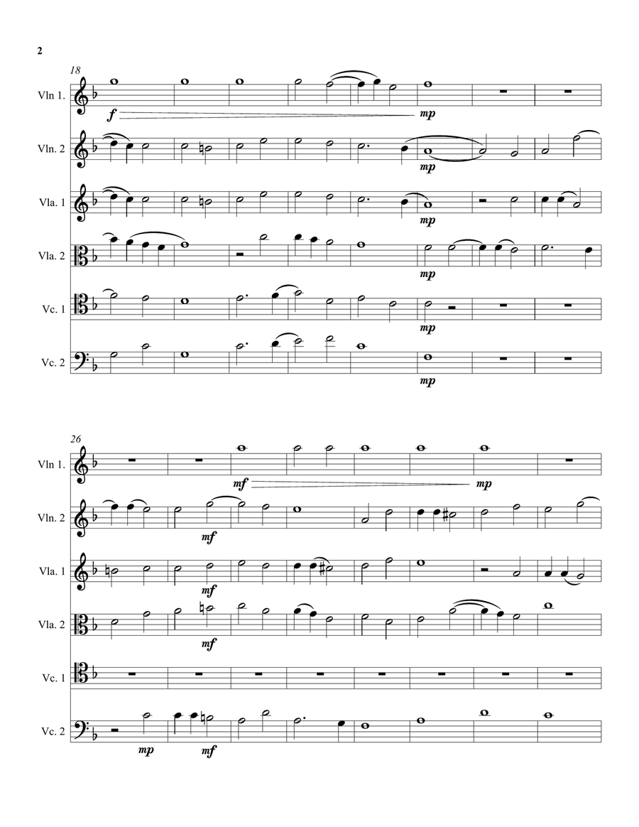 Robert Parsons Ave Maria arranged for string sextet or string orchestra String Orchestra scores gallery preview page 2
