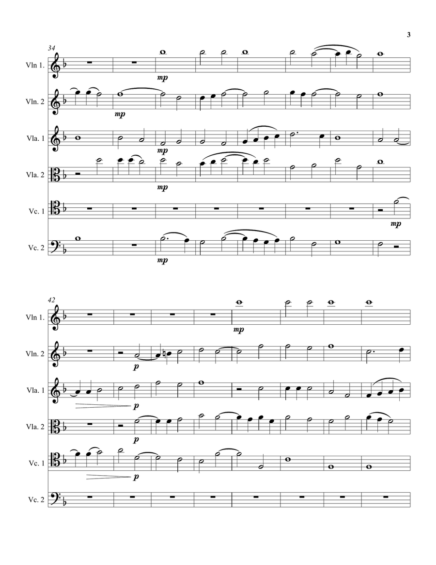 Robert Parsons Ave Maria arranged for string sextet or string orchestra String Orchestra scores gallery preview page 3