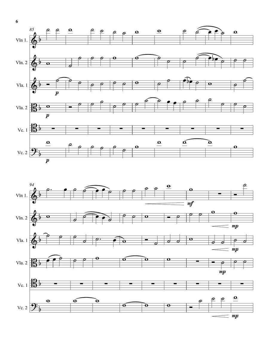 Robert Parsons Ave Maria arranged for string sextet or string orchestra String Orchestra scores gallery preview page 6