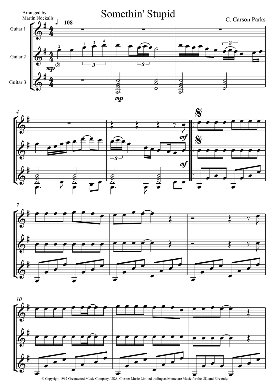 Somethin' Stupid Somethin' Stupid Guitar Ensemble scores gallery preview page 1