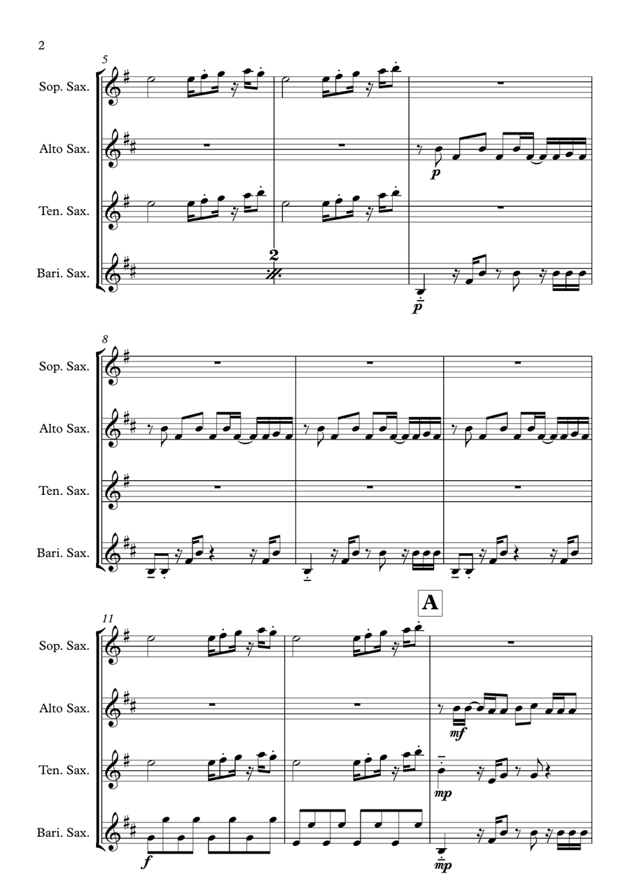 Crazy In Love Saxophone Quartet scores gallery preview page 2