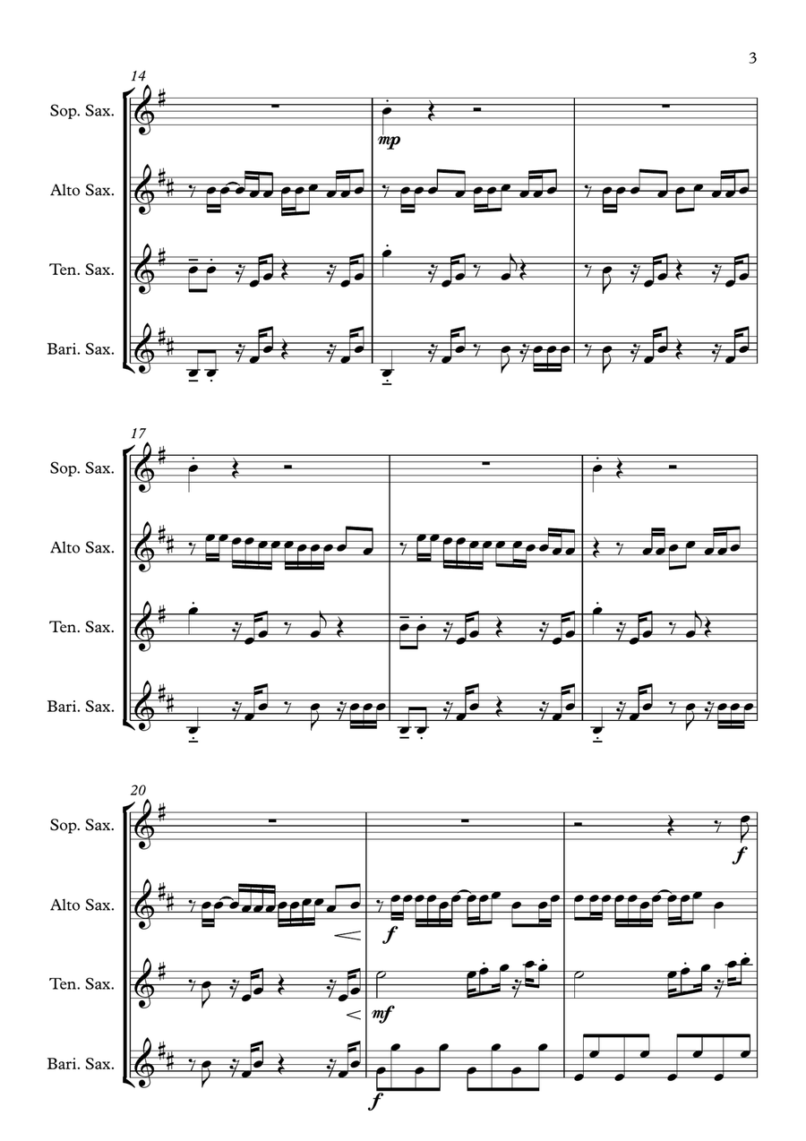 Crazy In Love Saxophone Quartet scores gallery preview page 3