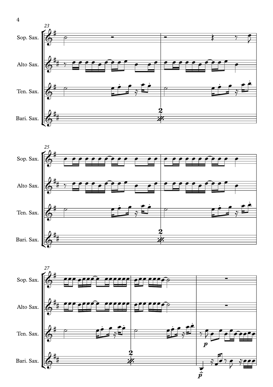 Crazy In Love Saxophone Quartet scores gallery preview page 4