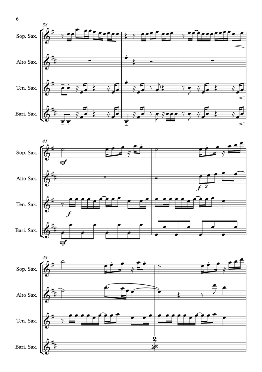 Crazy In Love Saxophone Quartet scores gallery preview page 6