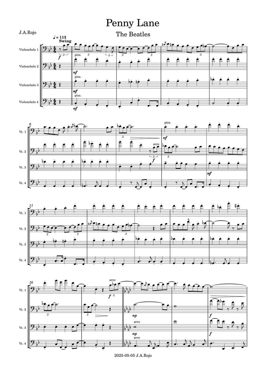 Penny Lane Penny Lane String Quartet scores gallery preview page 1