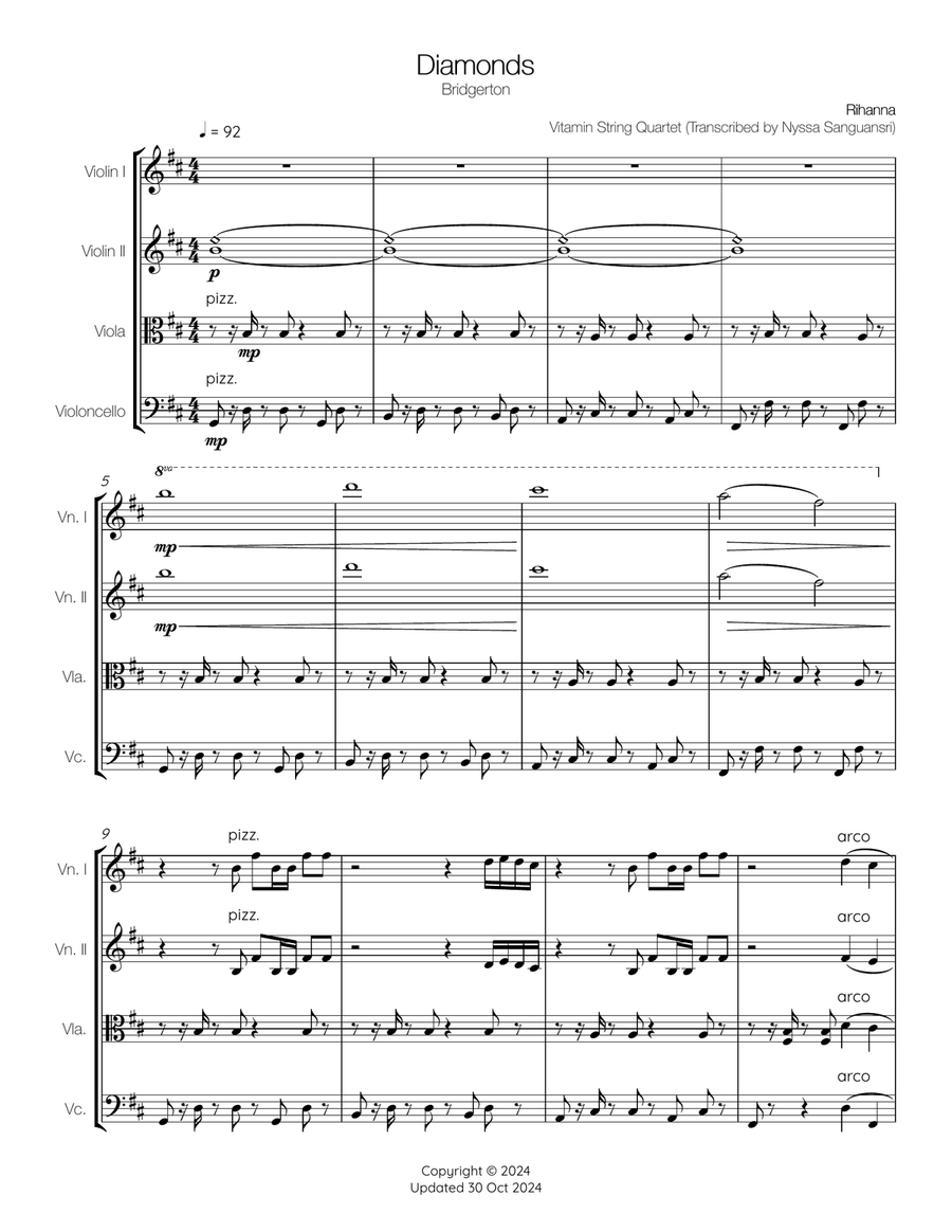 Diamonds Diamonds String Quartet scores gallery preview page 1