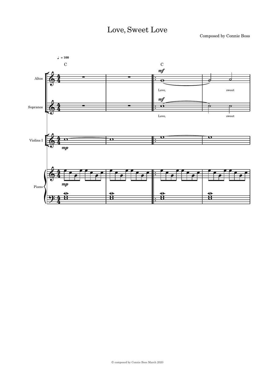 Love Sweet Love duet violin and piano Small Ensemble scores gallery preview page 1