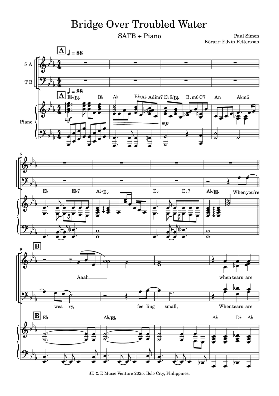 Bridge Over Troubled Water Divisi scores gallery preview page 1