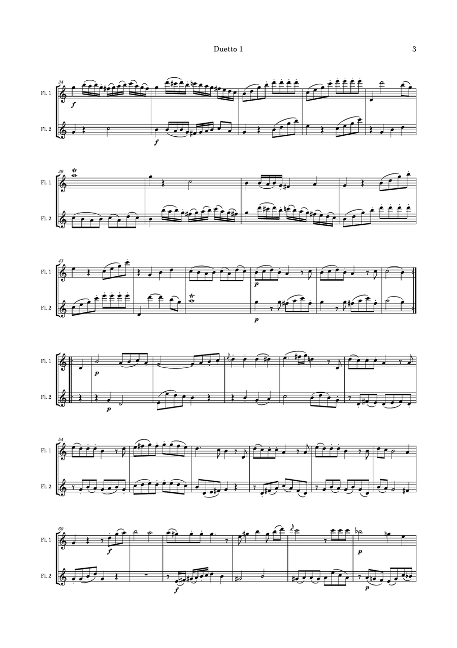 Graeff Six duets for two flutes Flute Duet scores gallery preview page 3