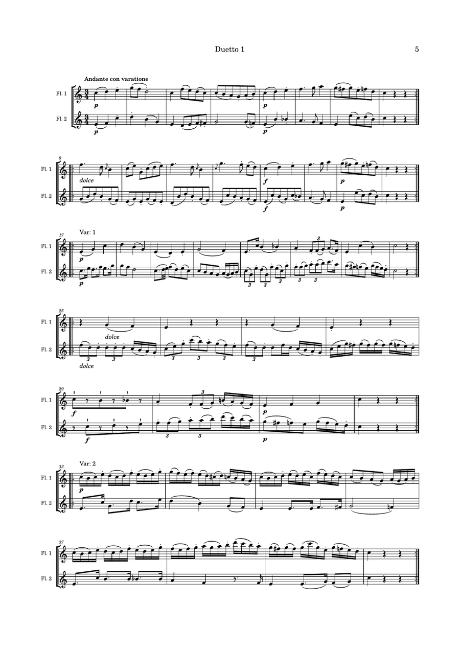 Graeff Six duets for two flutes Flute Duet scores gallery preview page 5