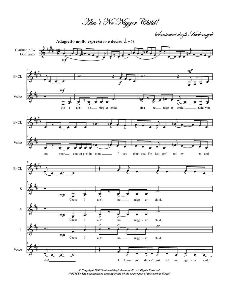 Ain't No Nigger Child! Ain't No Nigger Child! A Cappella scores gallery preview page 2
