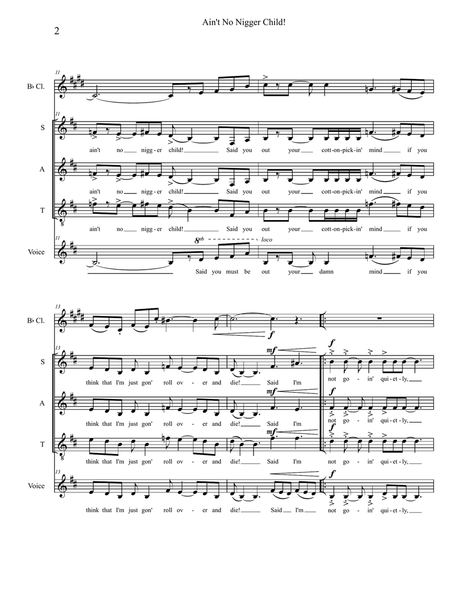 Ain't No Nigger Child! Ain't No Nigger Child! A Cappella scores gallery preview page 3