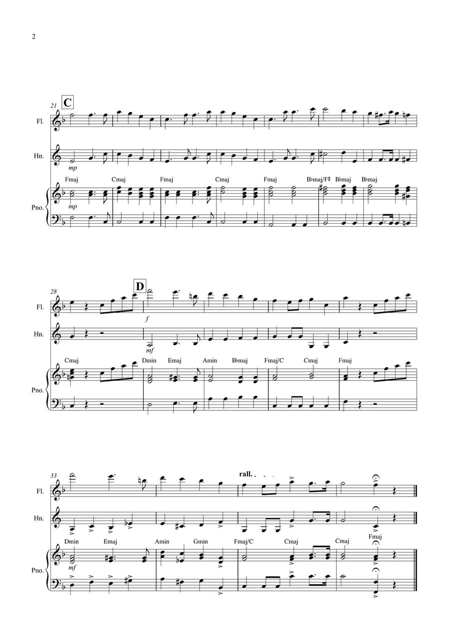Wedding March (from A Midsummer Night's Dream) for Flute and Horn Duet Woodwind Duet scores gallery preview page 2